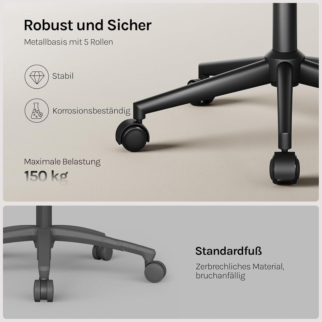 WOLTU Homeoffice Stuhl, Schreibtischstuhl, Drehstuhl, Schminkstuhl, höhenverstellbar, bis 150 kg bel