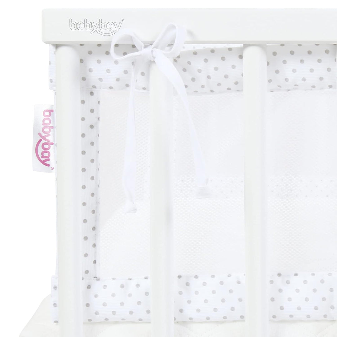babybay Nestchen Mesh-Piqué passend für Modell Maxi, Boxspring und Comfort, weiss Punkte perlgrau pa