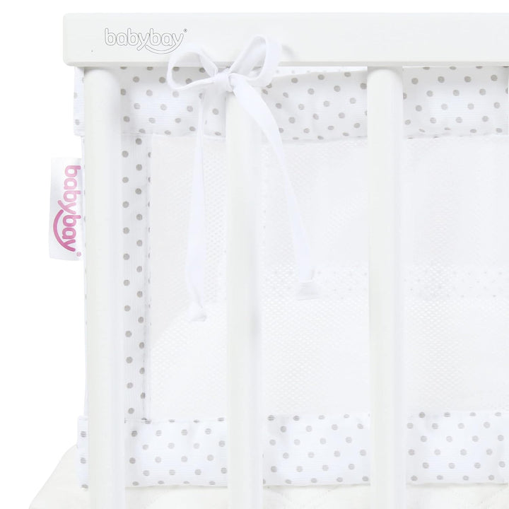 babybay Nestchen Mesh-Piqué passend für Modell Maxi, Boxspring und Comfort, weiss Punkte perlgrau pa