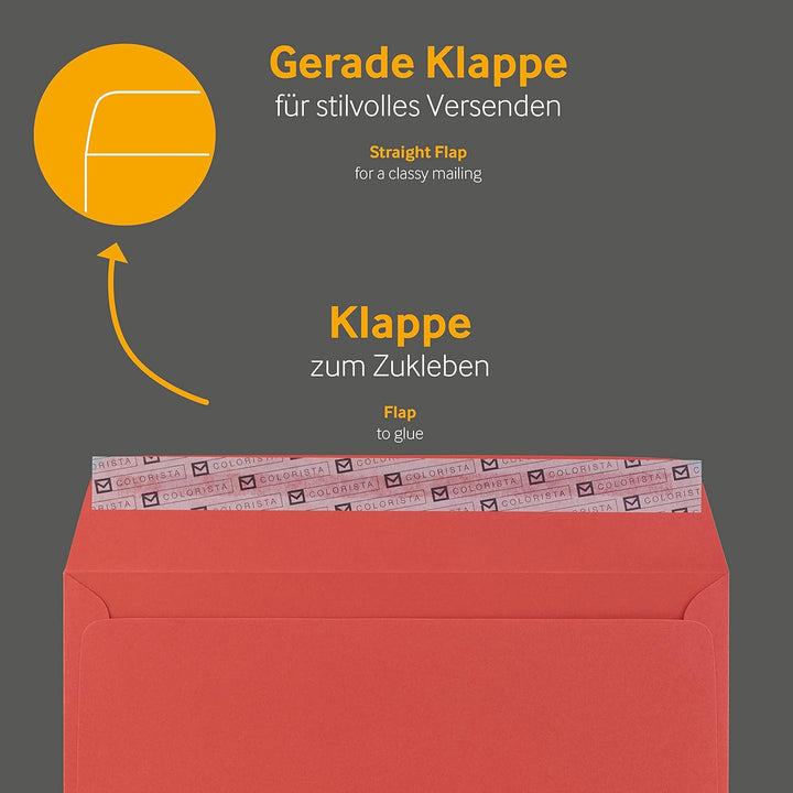 100 Stück, Farbige Briefumschläge, DIN C5, Haftklebung mit Abziehstreifen, Gerade Klappe, 120 g/qm C