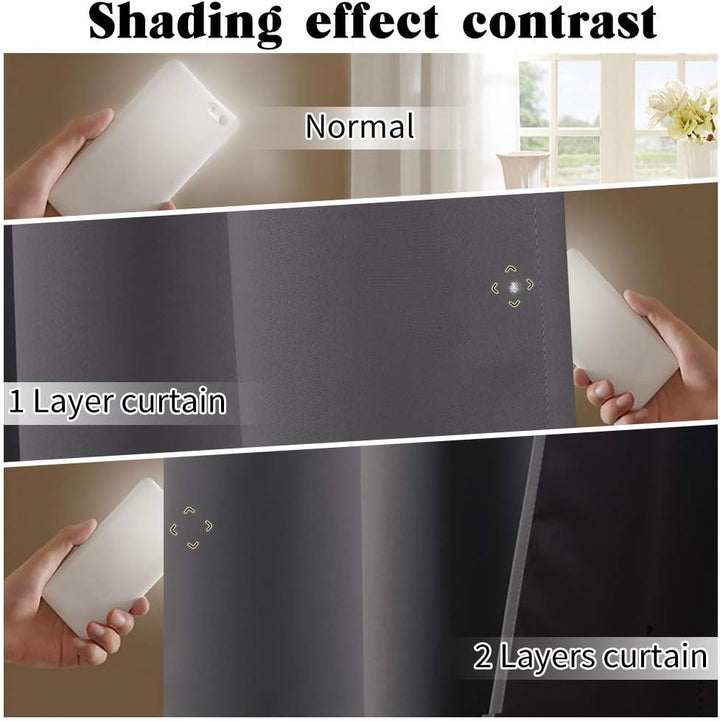 PONY DANCE Vorhang Grau Blickdicht Ösenvorhang 1 Stück H 160 x B 140 cm Thermovorhang Kälteschutz Wi