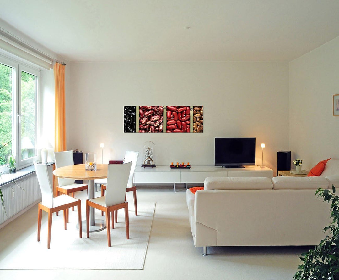 Paul Sinus Art Panoramabild auf Leinwand und Keilrahmen 150x50cm Bohnen Gemüse Sortiment bunt