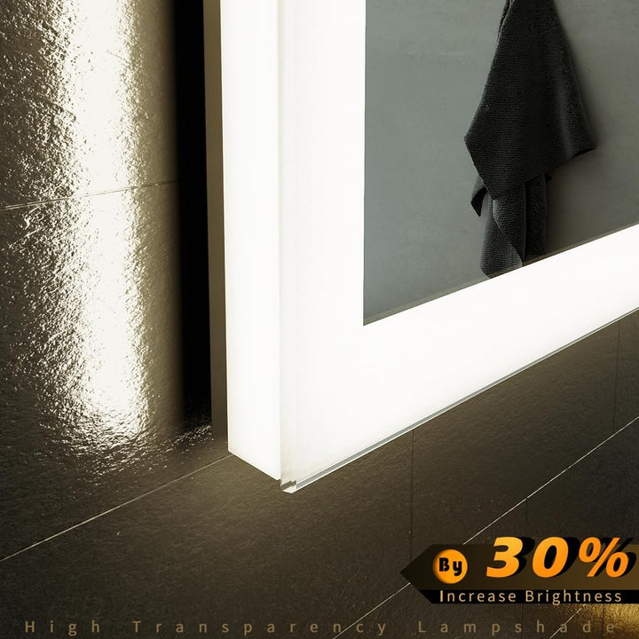 GANPE LED Bathroom Mirror, Makeup Vanity Mirror Wall Mounted, Human Induction, Bluetooth, Anti Fog,