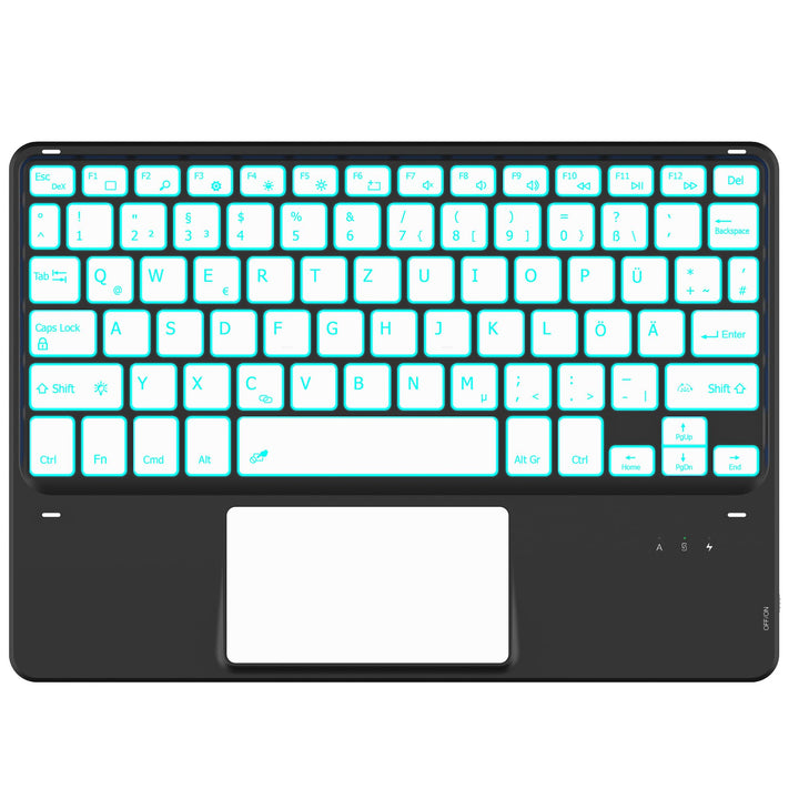 CACOE Bluetooth Tastatur mit Touchpad, [QWERTZ] Kabellose mit 7 Farben Beleuchtete Bluetooth Tastatu