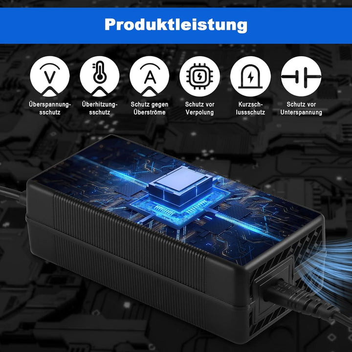 JIZZU Ladegeräte für Scooter, 42 V 3 A AC Hoverboard Adapter, Universal Netzteil Ladegerät mit 4 Ans