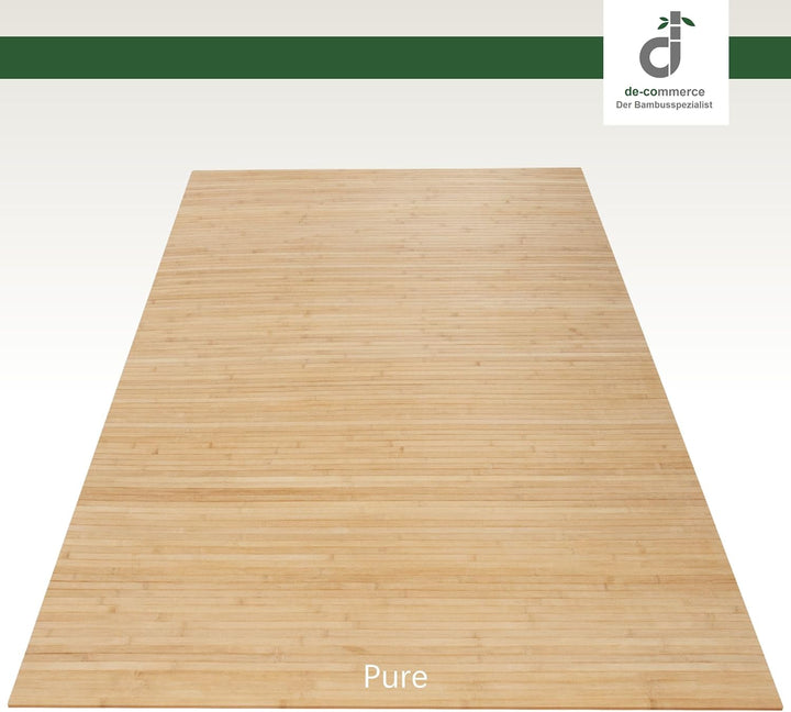 DE-COmmerce Bambusteppich Massive Pure, 200x250 cm, 17mm gehärtete Stege, Teppich ohne Bordüre, Bamb
