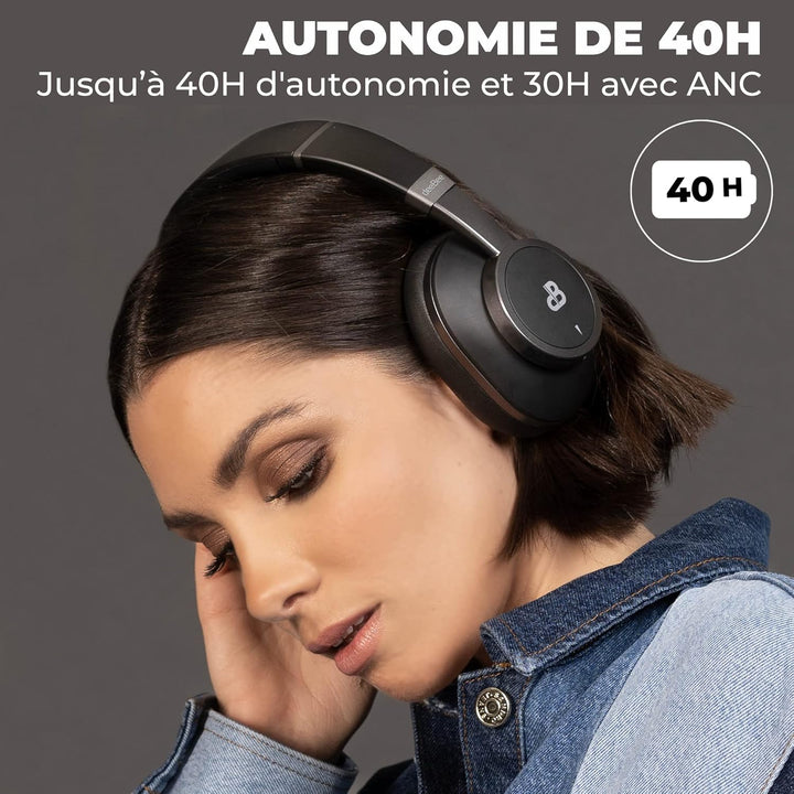 DeeBee Pulse Bluetooth-Kopfhörer mit ANC, 40 Stunden Akkulaufzeit, 40-mm-Treiber, Touch-Steuerung, S