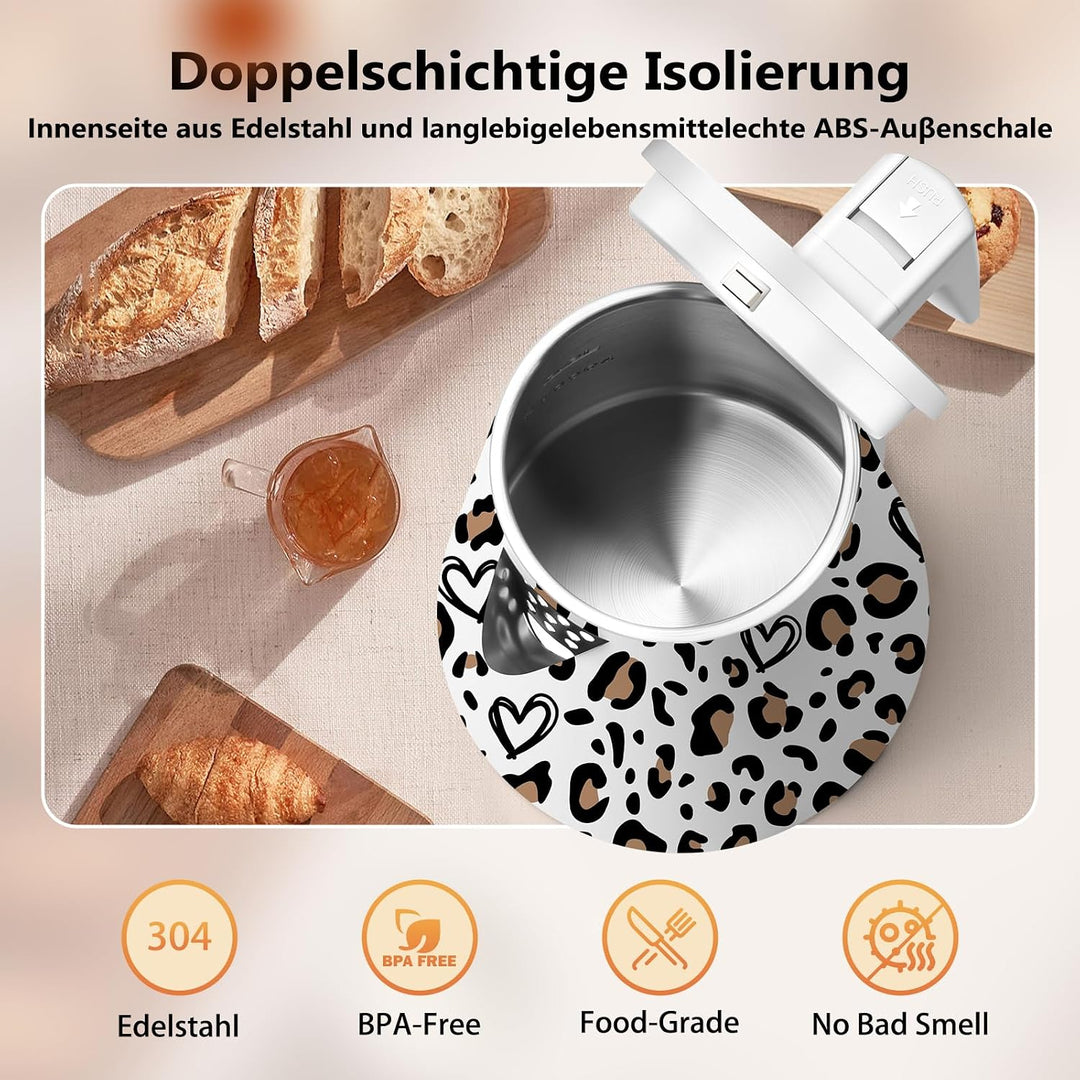 1,2L Kabelloser Edelstahl Wasserkocher – BPA-frei, 1000W Schnellkochender Teekocher, Metall Design,
