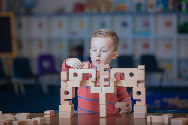 SumBlox All-New Basic Set of 76 Math Building Blocks - STEM Solid Wood Educational Number Blocks, In