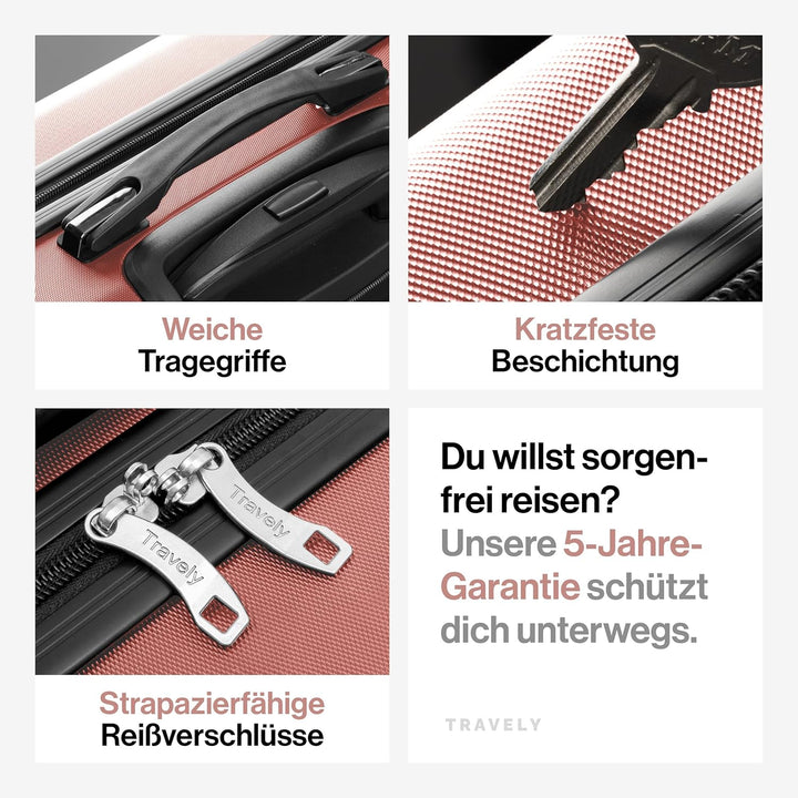 Travely Premium Handgepäck Koffer 40x30x20cm - passend für Ryanair, Lufthansa, Eurowings und co. I 2