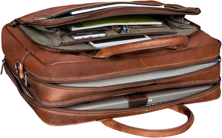 STILORD 'Dawson' Leder Aktentasche Umhängetasche mit Laptopfach 15,6 Zoll Vintage Bürotasche DIN A4