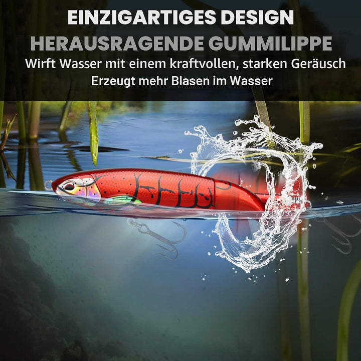TRUSCEND Topwater Angelköder mit BKK Haken, Whopper Angelköder für Süsswasser oder Salzwasser, Schwi