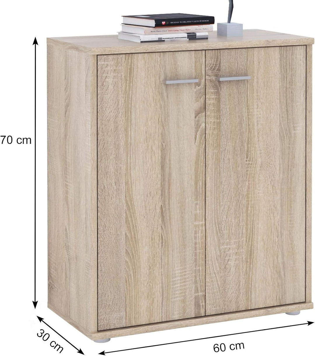 CARO-Möbel Kommode Sideboard Schrank Tommy in Sonoma Eiche, Anrichte mit 2 Türen inklusive Einlegebo