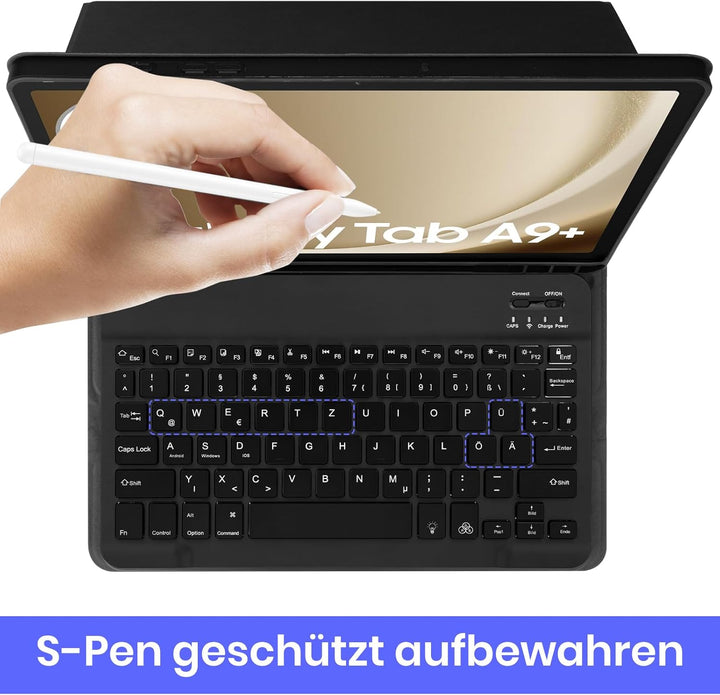 Tastatur für Samsung Tablet A9 Plus - für Galaxy Tab A9 Plus Hülle mit Tastatur, Tastatur Beleuchtun
