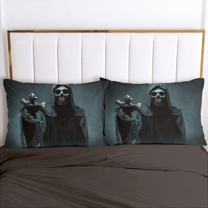 Luowei Bettwäsche 3D Schädel Bettbezug Set 135x200cm Halloween Totenkopf Motiv Bettbezug und 1 Kisse