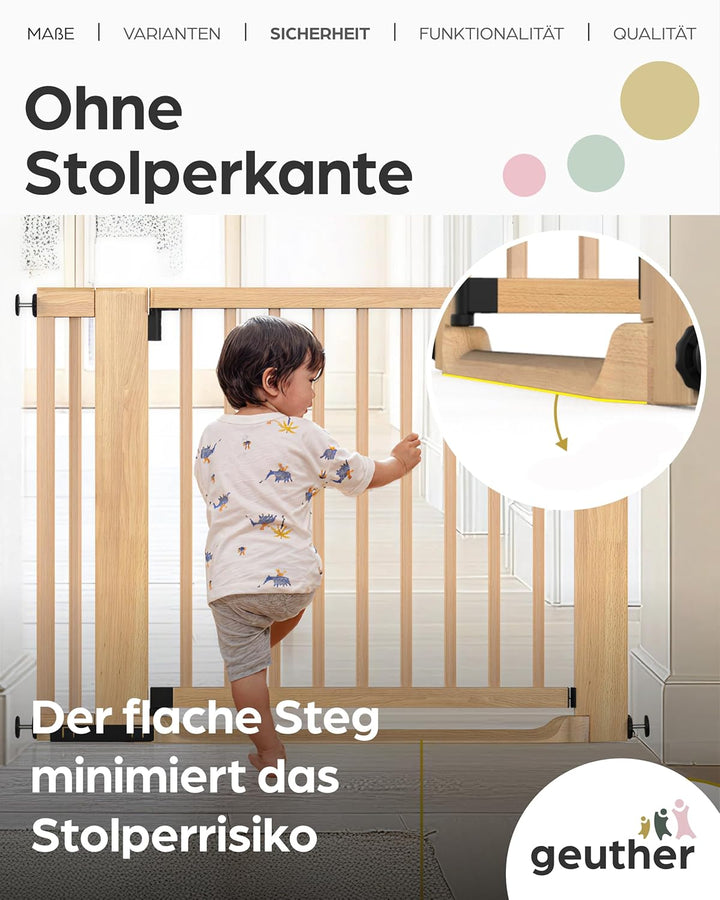 Geuther Easylock Flat Step Treppenschutzgitter ohne Bohren, 71-79 cm Breite, Türschutzgitter zum Kle