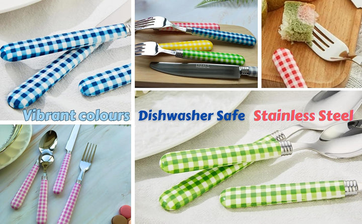EXZACT Edelstahl-Besteck Set 24 Stück - 6 x Tafelgabeln, 6 x Tafelmesser, 6 x Abendessen Löffel, 6 x