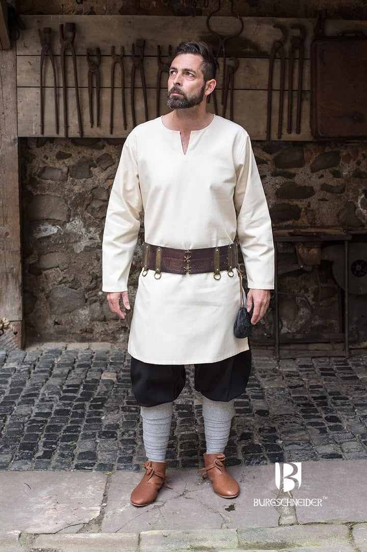 Burgschneider - Mittelalter Tunika/Untertunika „Leif“ - Natur (M, für Damen & Herren, Baumwolle) His