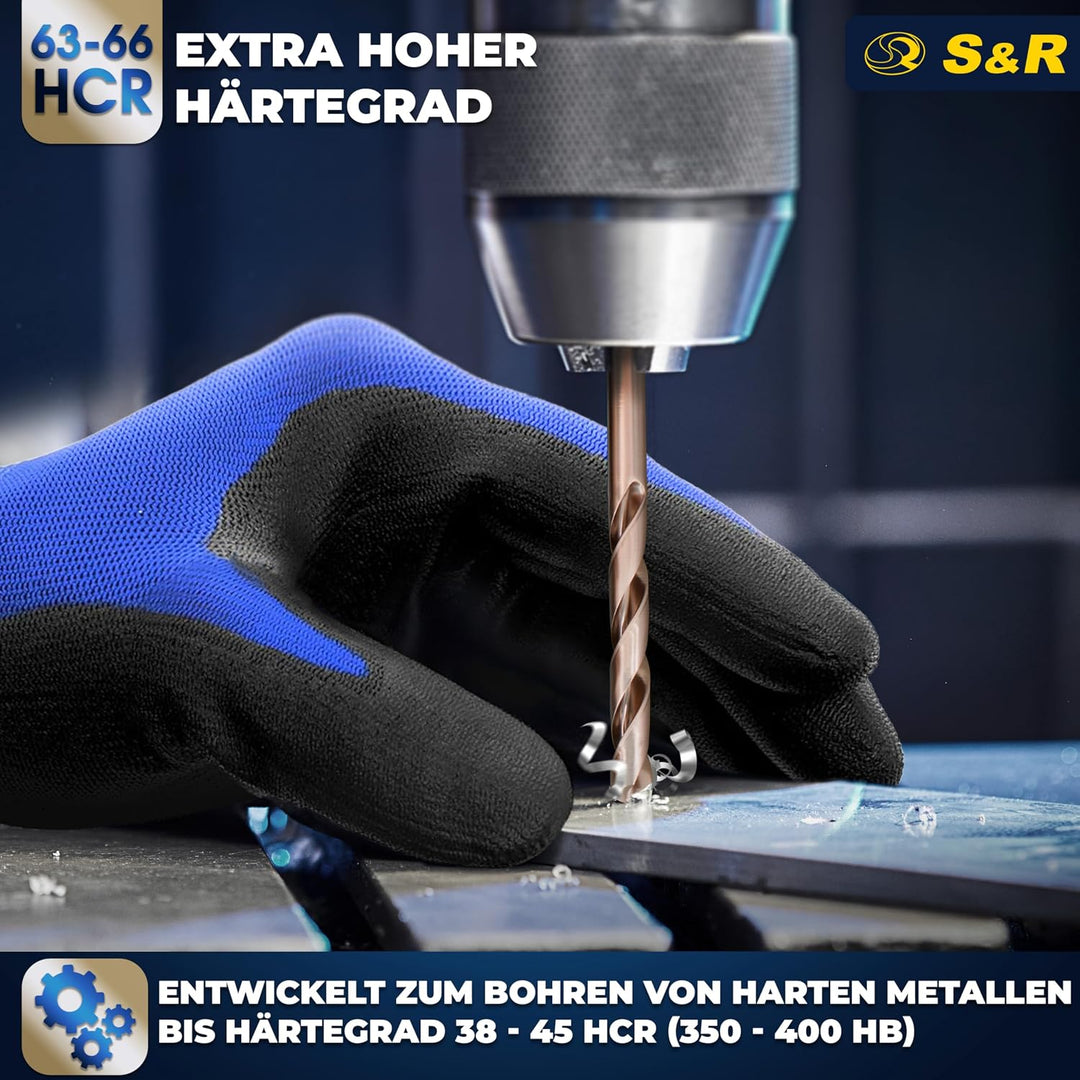 S&amp;R Metallbohrer Set 1,0-10 mm, 19 Stk, Industrie-Qualität, extra hohe Standzeit, HSS COBALT Kobaltl