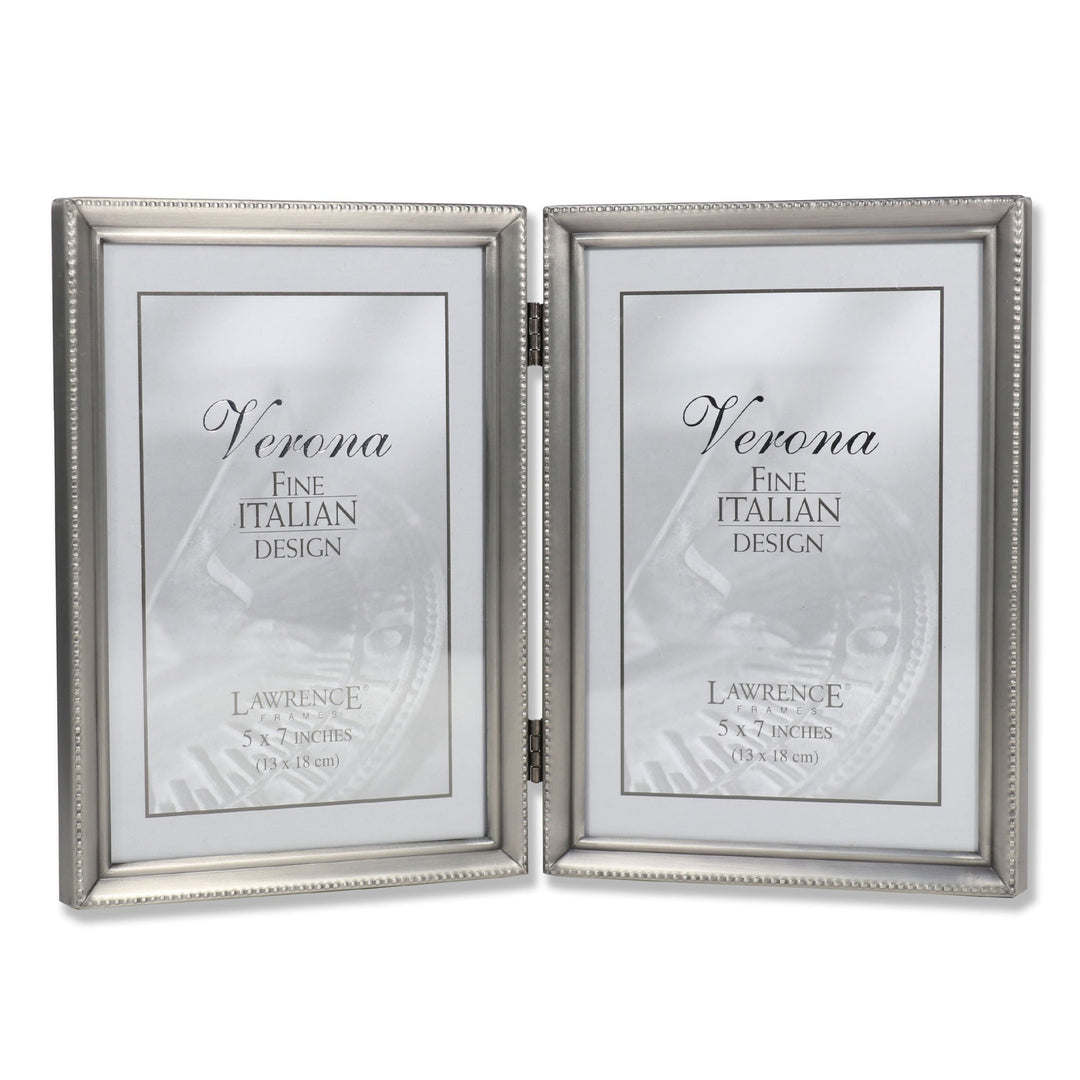 Lawrence Frames Doppel-Bilderrahmen mit Scharnier, 12,7 x 17,8 cm, antikes Zinn zinnfarben 5x7 Doubl