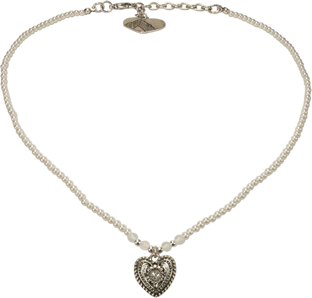Alpenflüstern Trachtenschmuck-Set Filigran Perlen-Trachtenkette und Trachten-Armband Trachtenherz -
