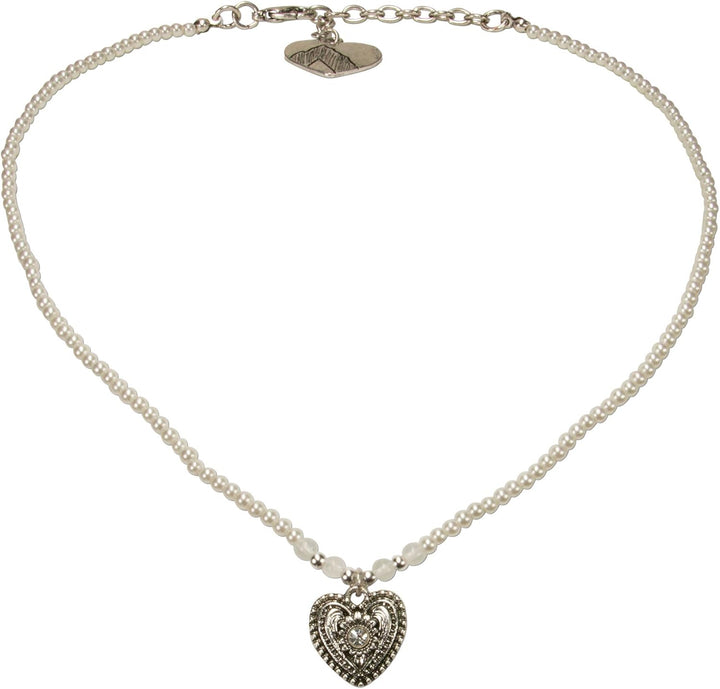 Alpenflüstern Trachtenschmuck-Set Filigran Perlen-Trachtenkette und Trachten-Armband Trachtenherz -