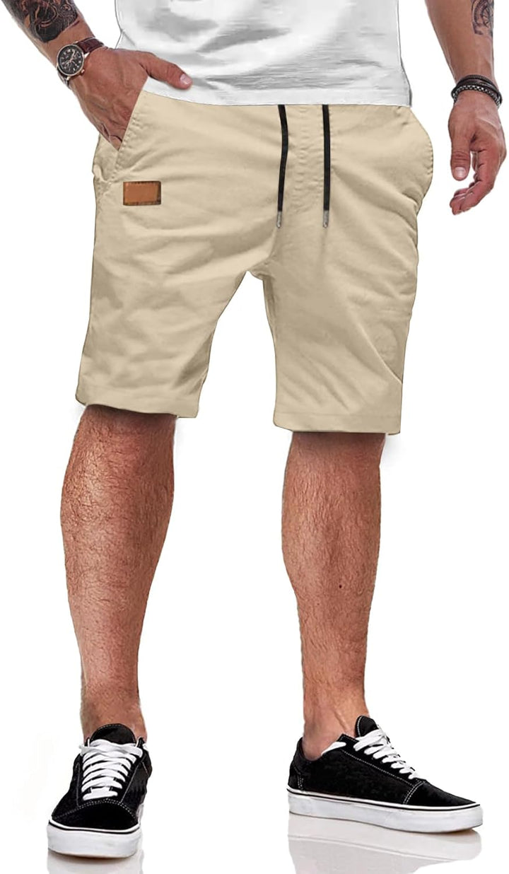 JMIERR Kurze Hosen Herren Shorts Herren Sommer Chino Baumwolle Elastische Taille mit Taschen