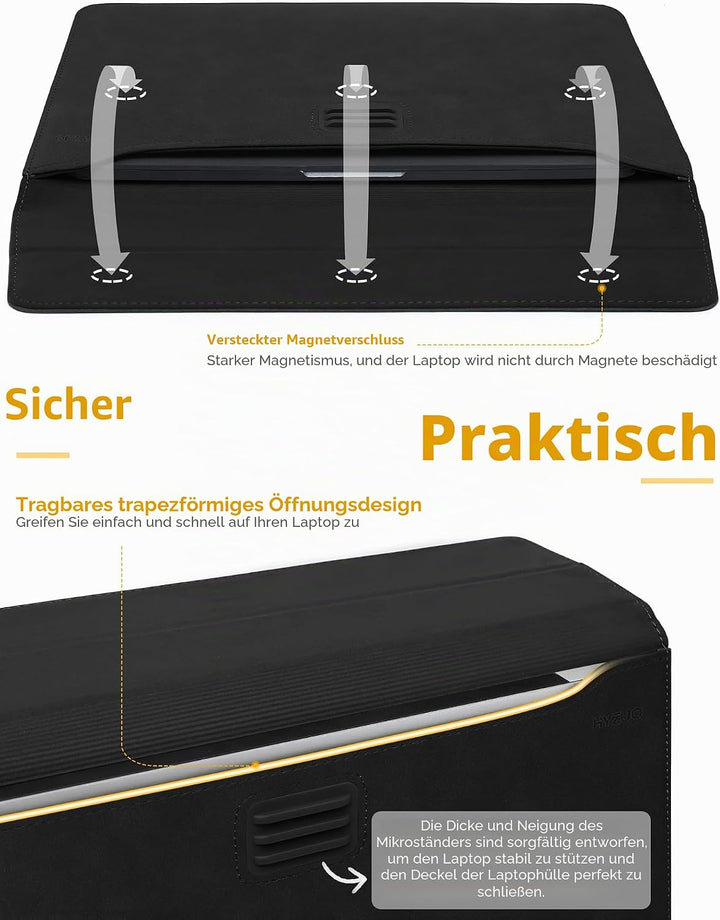HYZUO 13 Zoll Laptop Hülle Tasche mit Einstellbarer Ständer für MacBook Air 13 M5 A3449 M4 M3 M2 M1