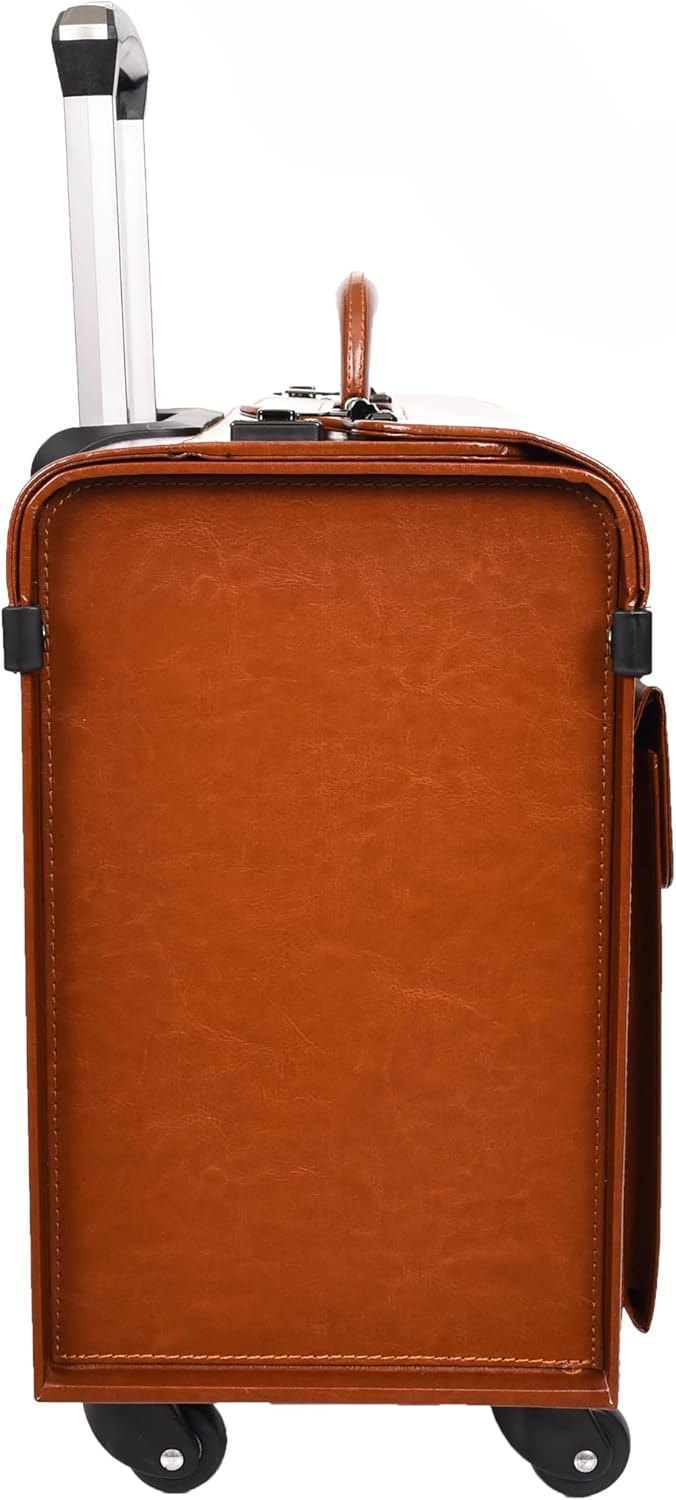 House of Leather Pilotenkoffer, Kunstleder, hautfarben, Carry-on, Commander, 4-Räder, Kabinentasche,
