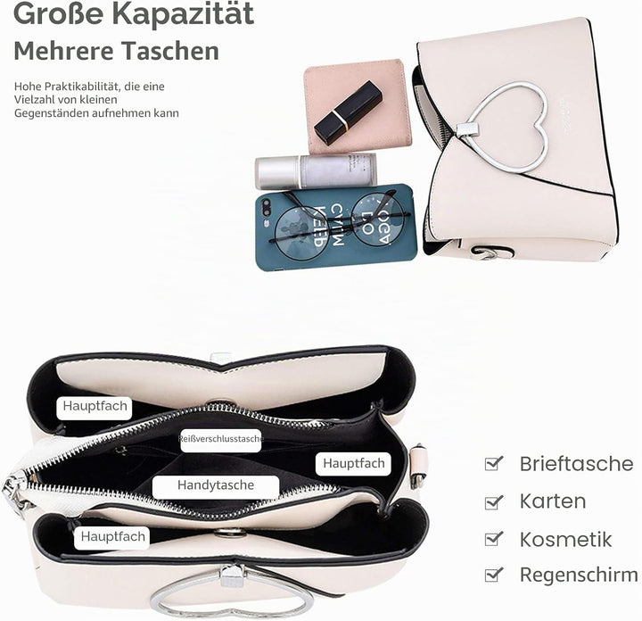 NICOLE &amp; DORIS Fashion Handtasche für Damen Umhängetasche Wasserdichte Schultertaschen PU-Leder Henk