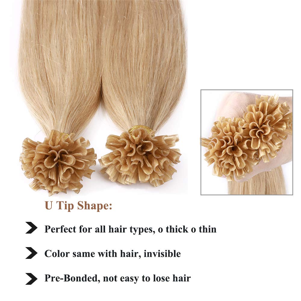 SEGO Extensions Echthaar Bondings Keratin U-Tip Remy Human Hair Haarverlängerung 50 Strähnen Mittelb