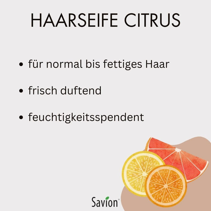 Savion 4+1 Bio Haarseife Citrus, Vegan, Handgemacht, Palmölfrei, Plastikfrei, 5x 85gr 1.42 g (300er