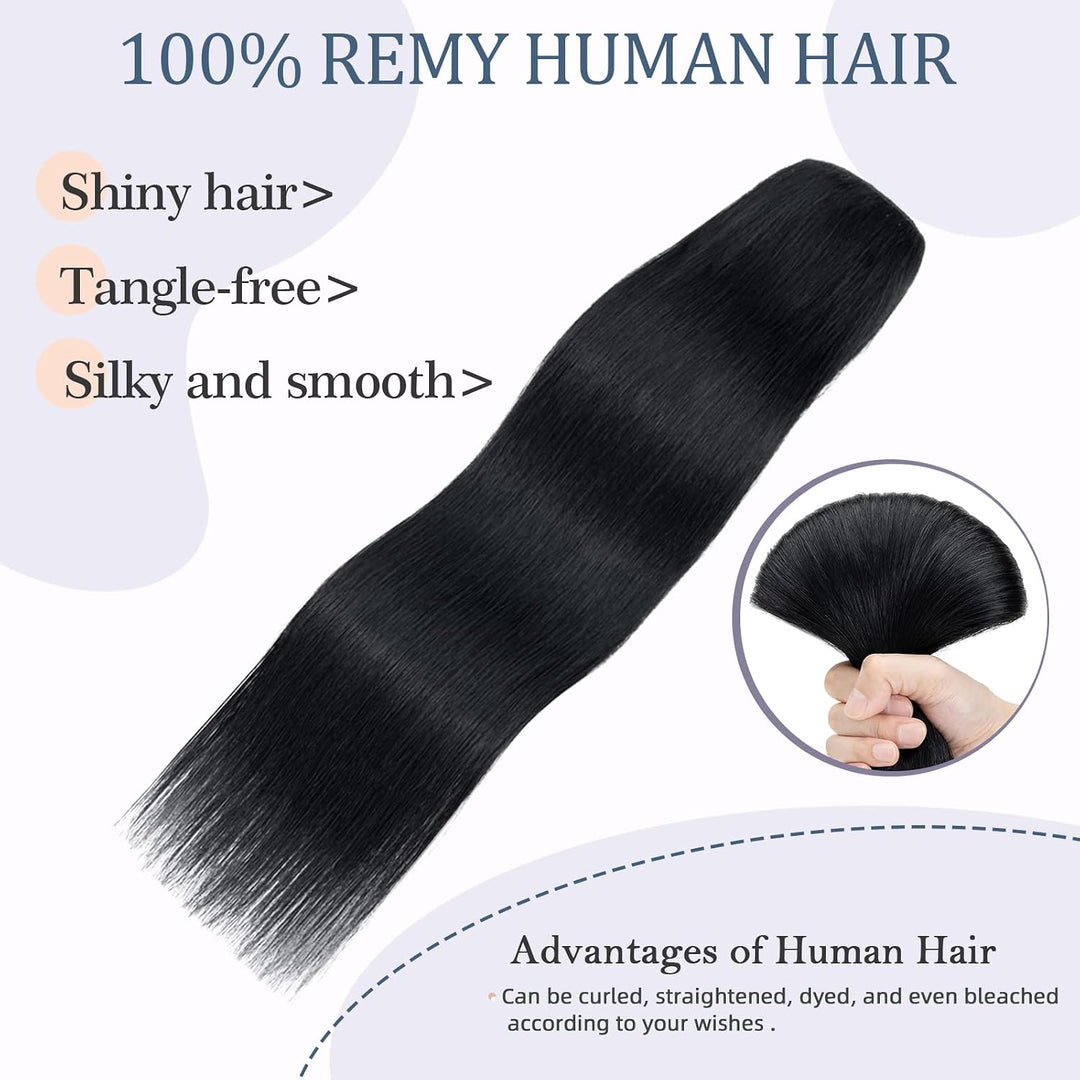 Silk-co Clip in Extensions Echthaar Dick Haarteile Echthaar Weich Glatt Haarverlängerung 7A Remy Hai