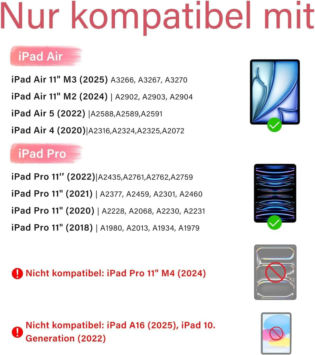 aMZCaSE Tastatur Hülle für iPad Air 5 und 4 Gen 10,9" 2024/2022/2020,iPad Pro 11" Tastatur Hülle 202