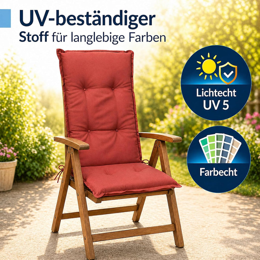 Hochlehner Auflagen 2er Set 117x49x6 cm Rot Gartenstuhl Sitzpolster Komfort | BURI Hochlehnerauflage