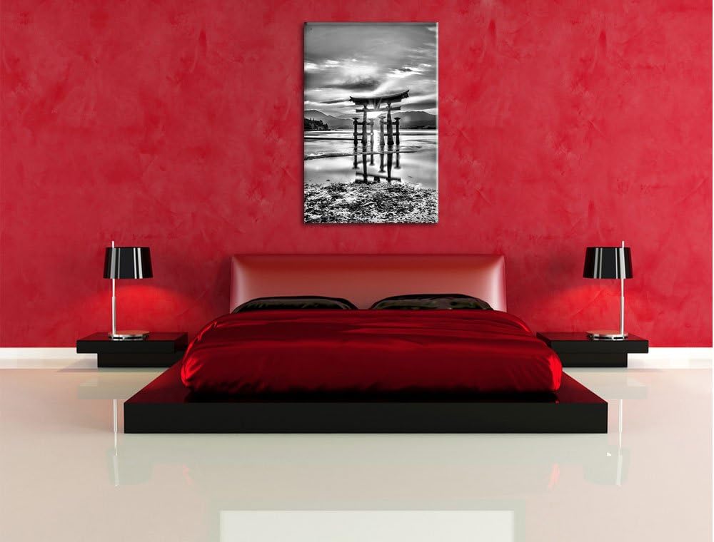 Pixxprint Torii Gate in Miyajima Japan / 100x70cm Leinwandbild bespannt auf Holzrahmen/Wandbild Kuns