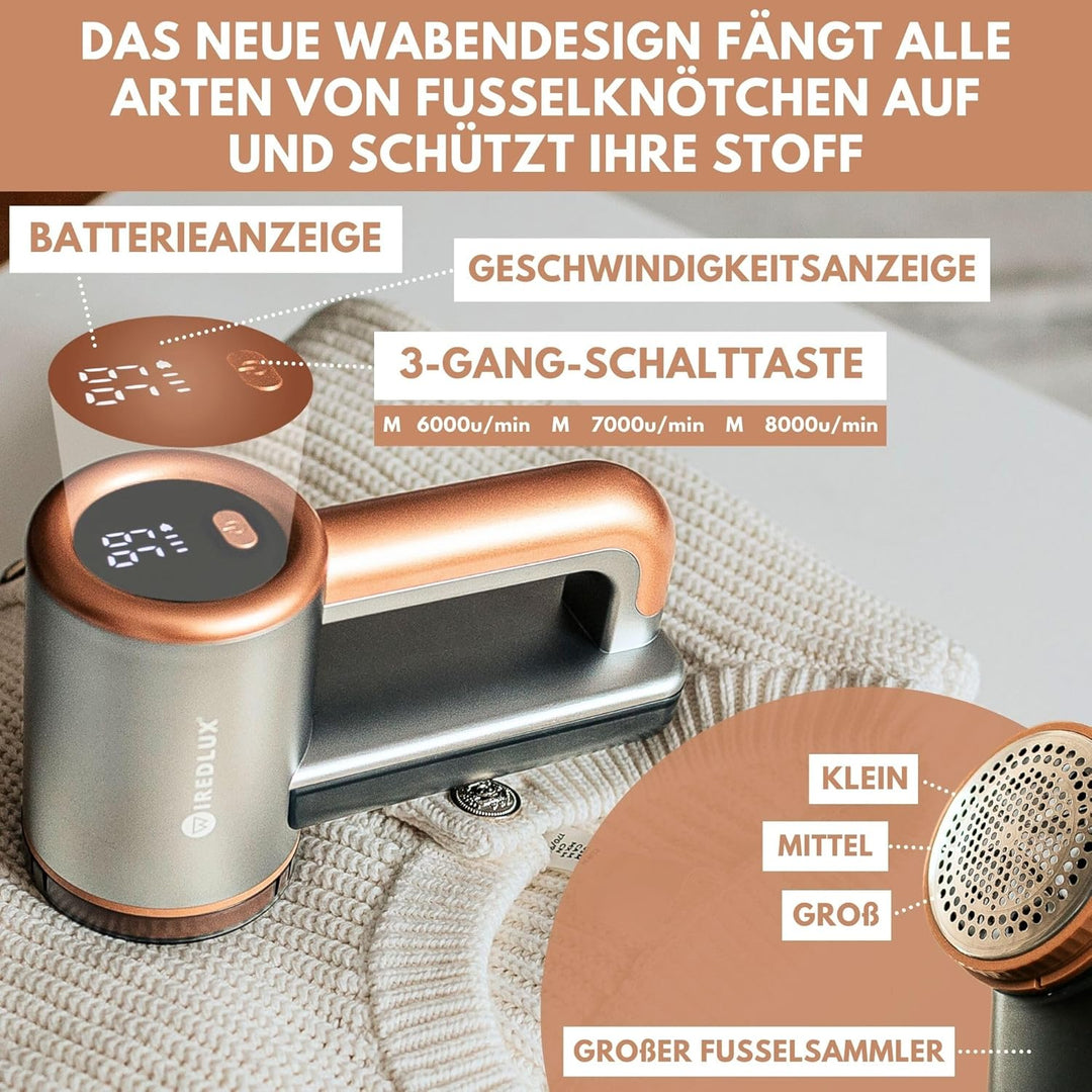 Fusselrasierer Elektrisch WiredLux - Wiederaufladbarer Fusselentferner für Kleidung & Möbel - Einste