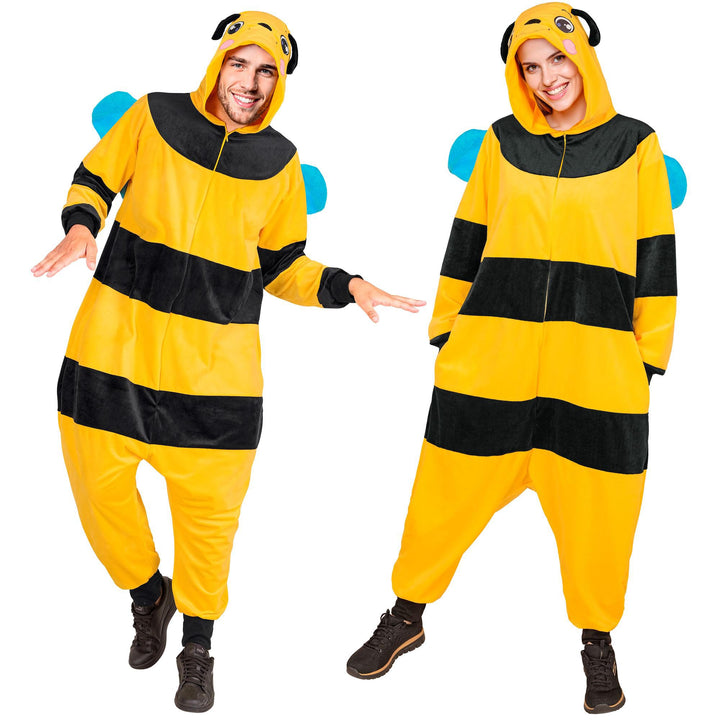 W WIDMANN MILANO Party Fashion - Tier Overall für Erwachsene, weicher Plüsch Jumpsuit mit Kapuze, Ti