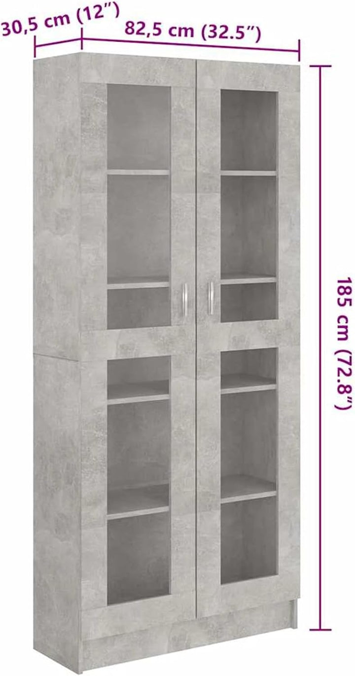 Keketa Vitrinenschrank Bücherschrank Aktenschrank Vitrine Schrank Büroschrank Standvitrine mit 5 Fäc