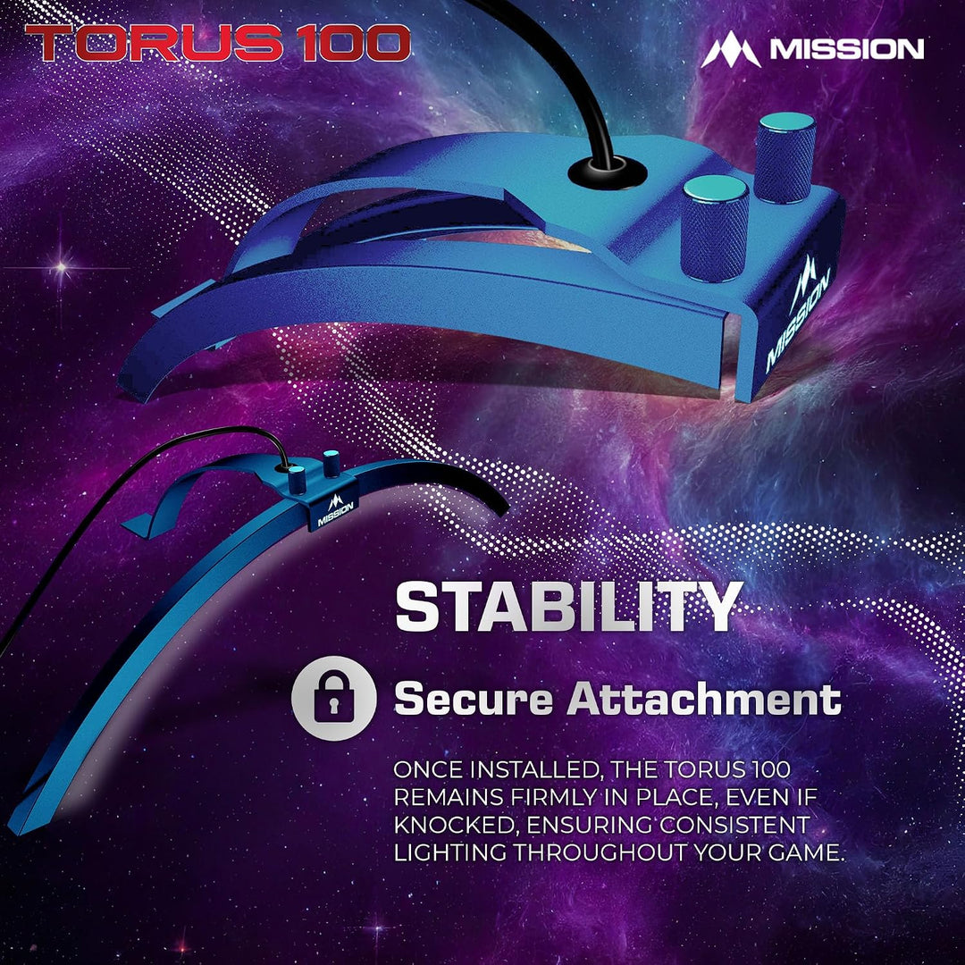 Mission Darts TOR100 Torus 100 | Dartscheibe LED klappbar tragbar Dartscheibe Reise Beleuchtungssyst