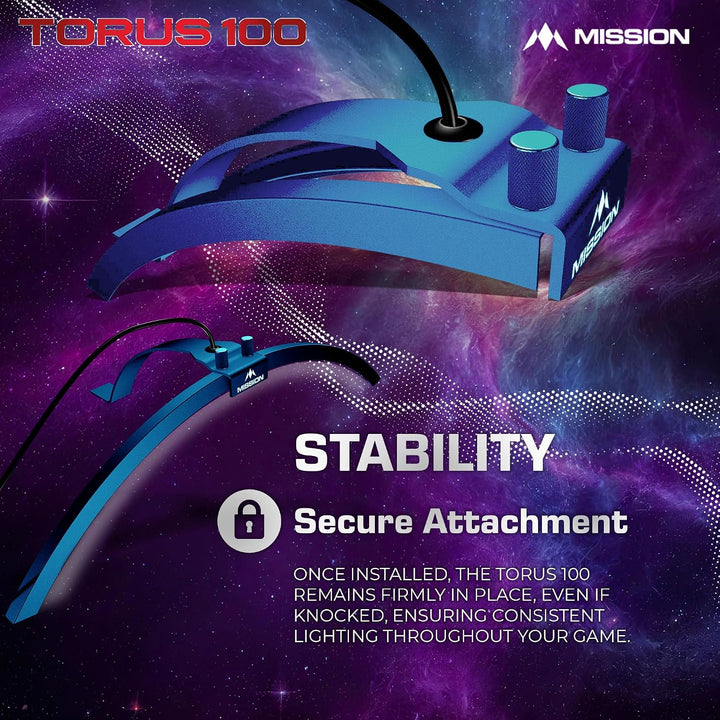 Mission Darts TOR100 Torus 100 | Dartscheibe LED klappbar tragbar Dartscheibe Reise Beleuchtungssyst