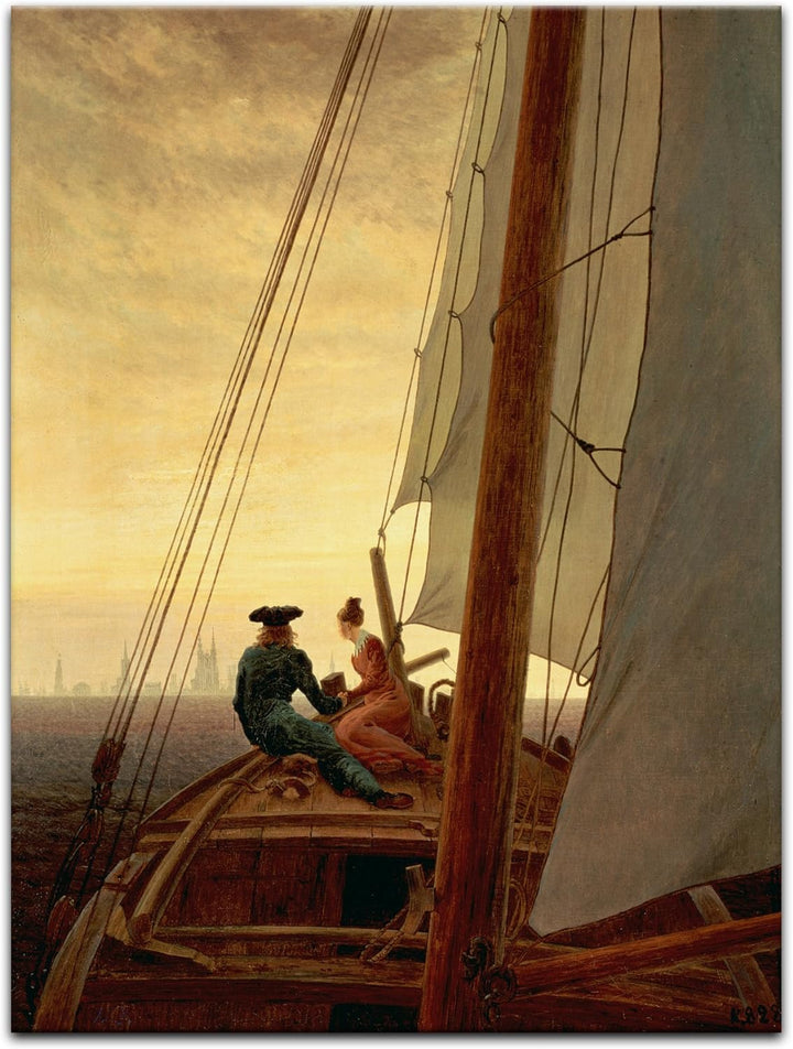 Bilderdepot24 Bild auf Leinwand | Caspar David Friedrich Auf dem Segler in 60x80 cm als Wandbild | W