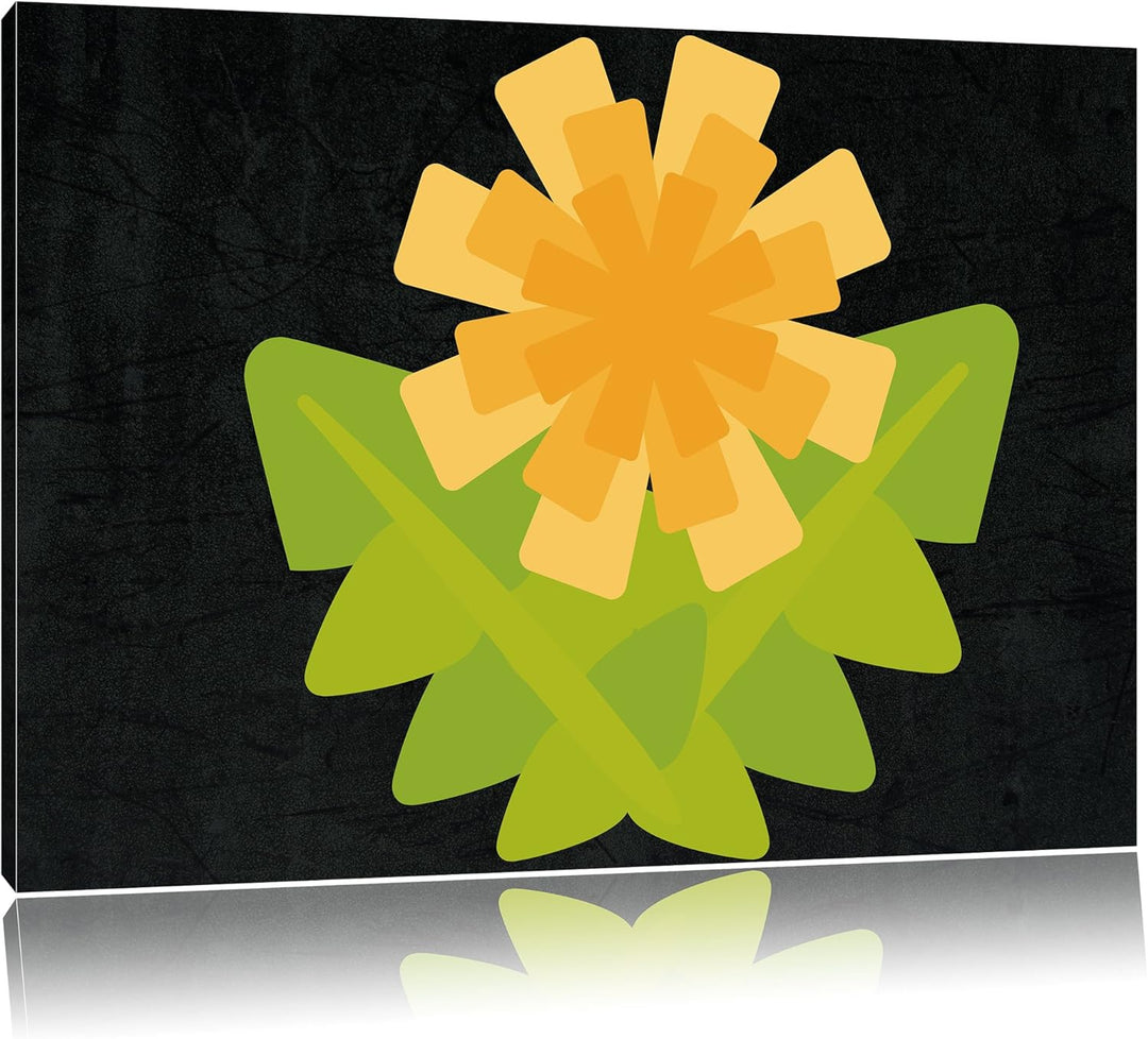 Kleiner Löwenzahn schwarz, Format: 100x70 auf Leinwand, XXL riesige Bilder fertig gerahmt mit Keilra