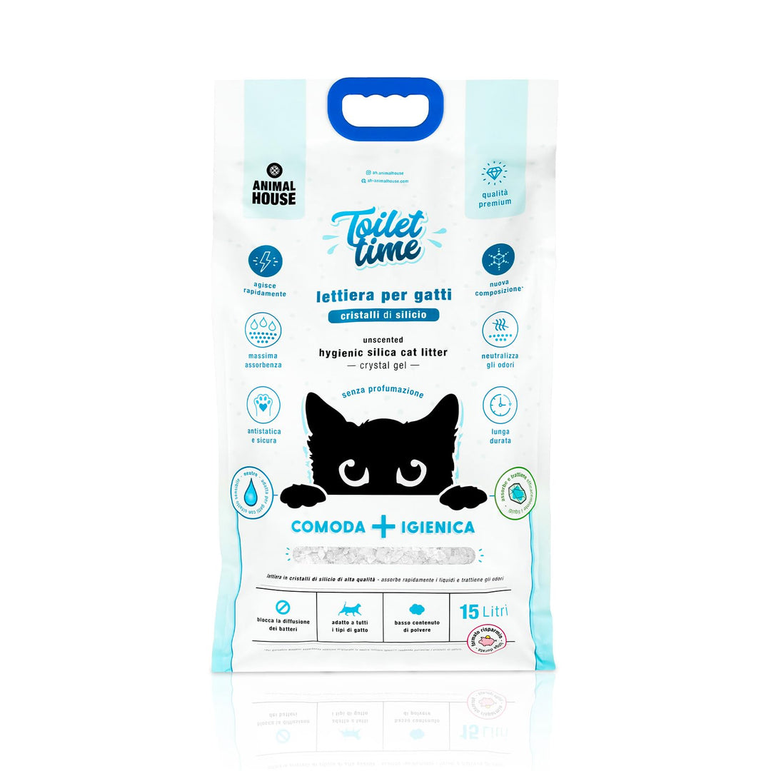 Animal House Toilet Time – Kristall-Silikonstreu für Katzen – antistatisch und sicher – staubfrei –