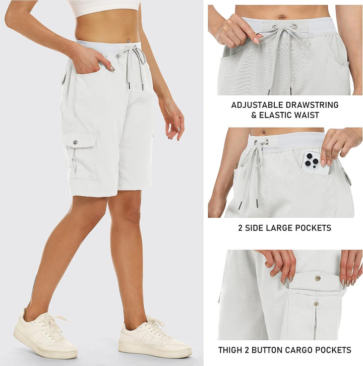 JINSHI Shorts Damen Sommer Cargohose Kurze Wanderhose Outdoor Schnelltrocknend Freizeithose mit Mehr