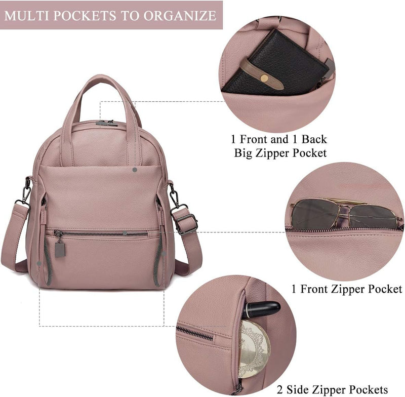 Kasgo Rucksack Damen, Wasserabweisend Kunstleder Casual Daypack Elegant Handtasche für Frauen Hochsc