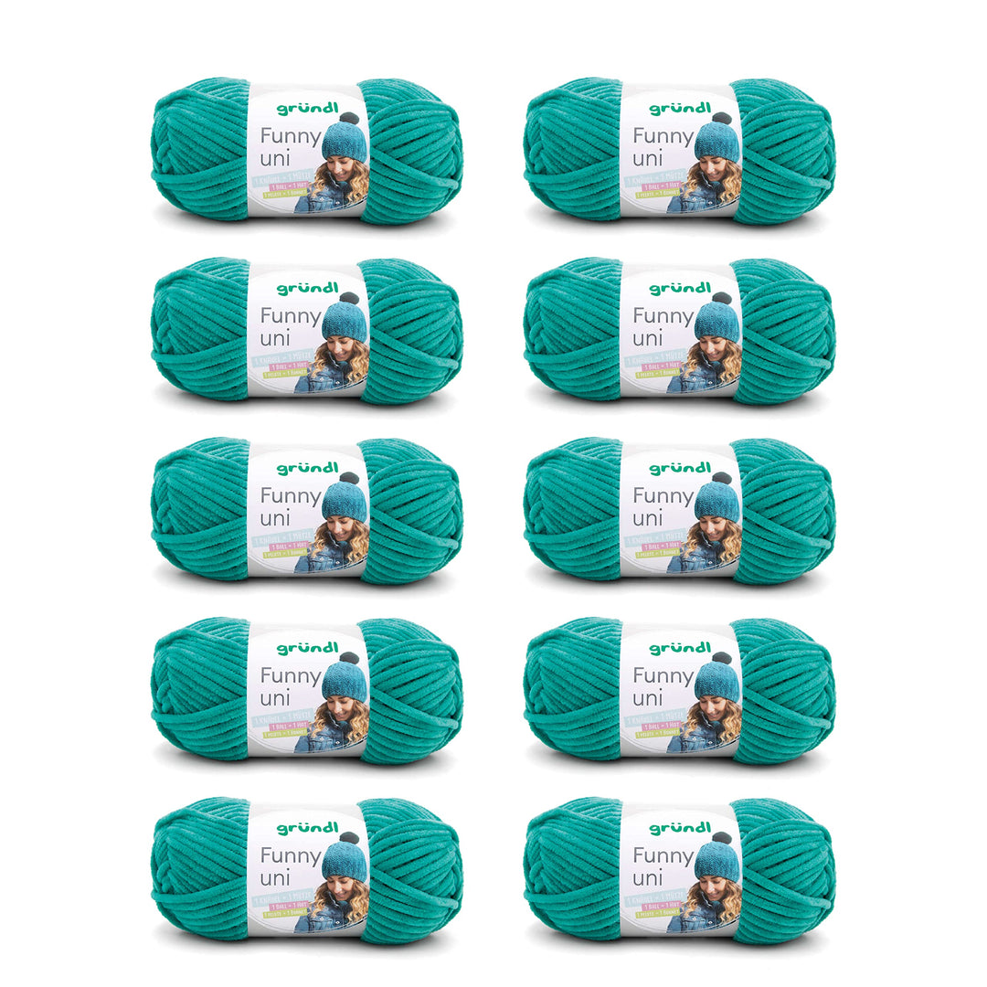 Gründl Funny uni Strick- & Häkelgarn (samtartiges Chenille-Garn aus 100% Polyester, 10 x 100 g / 120