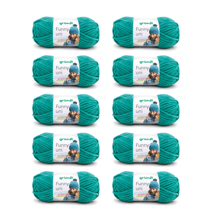 Gründl Funny uni Strick- & Häkelgarn (samtartiges Chenille-Garn aus 100% Polyester, 10 x 100 g / 120