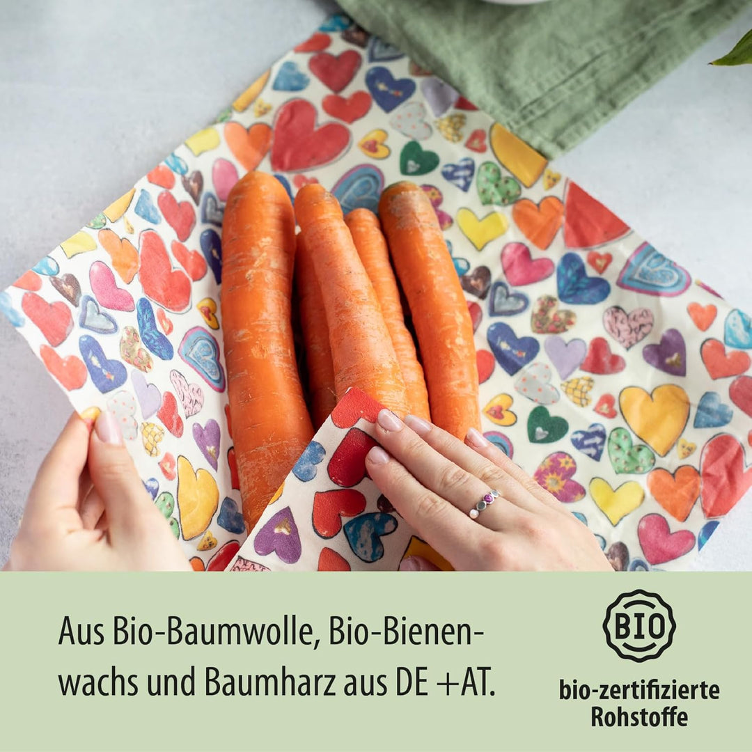 little bee fresh Bio-Bienenwachstücher Starter-Set "S/M/L" aus Deutschland - hält Lebensmittel natür