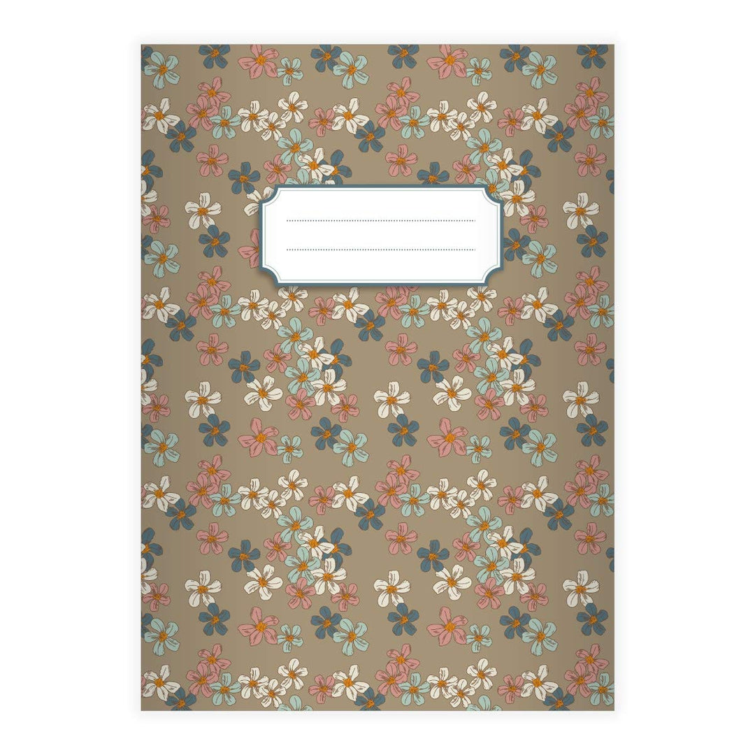 Kartenkaufrausch 16 Elegante Vintage DIN A4 Schulhefte, Rechenhefte mit klassischen Retro Streublume